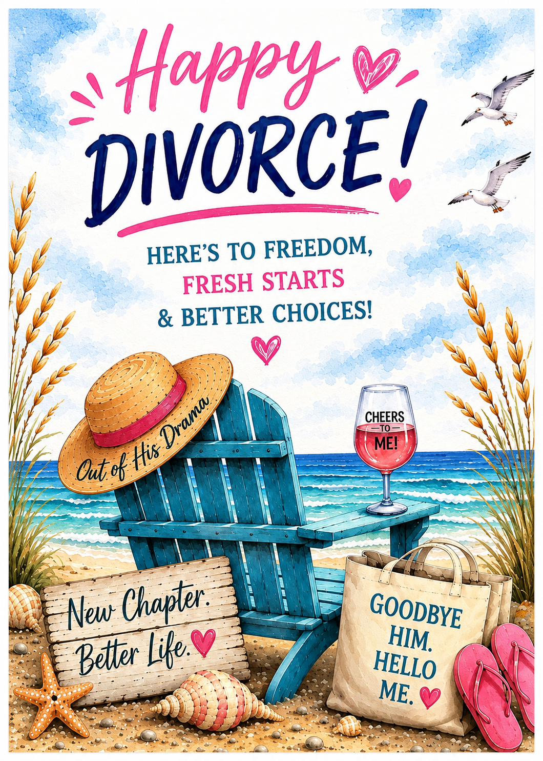 Happy Divorce! Here’s to Freedom, Fresh Starts & Better Choices – Funny Divorce Greeting Card
