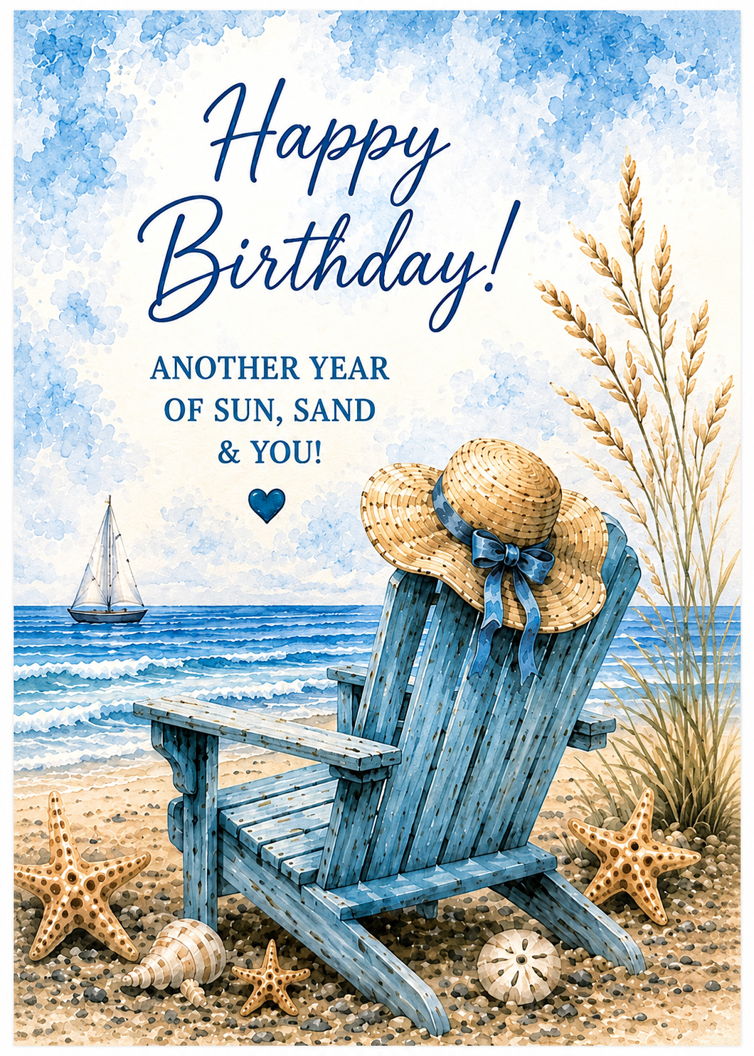 Happy Birthday! Another Year of Sun, Sand & You – Coastal Beach Birthday Card