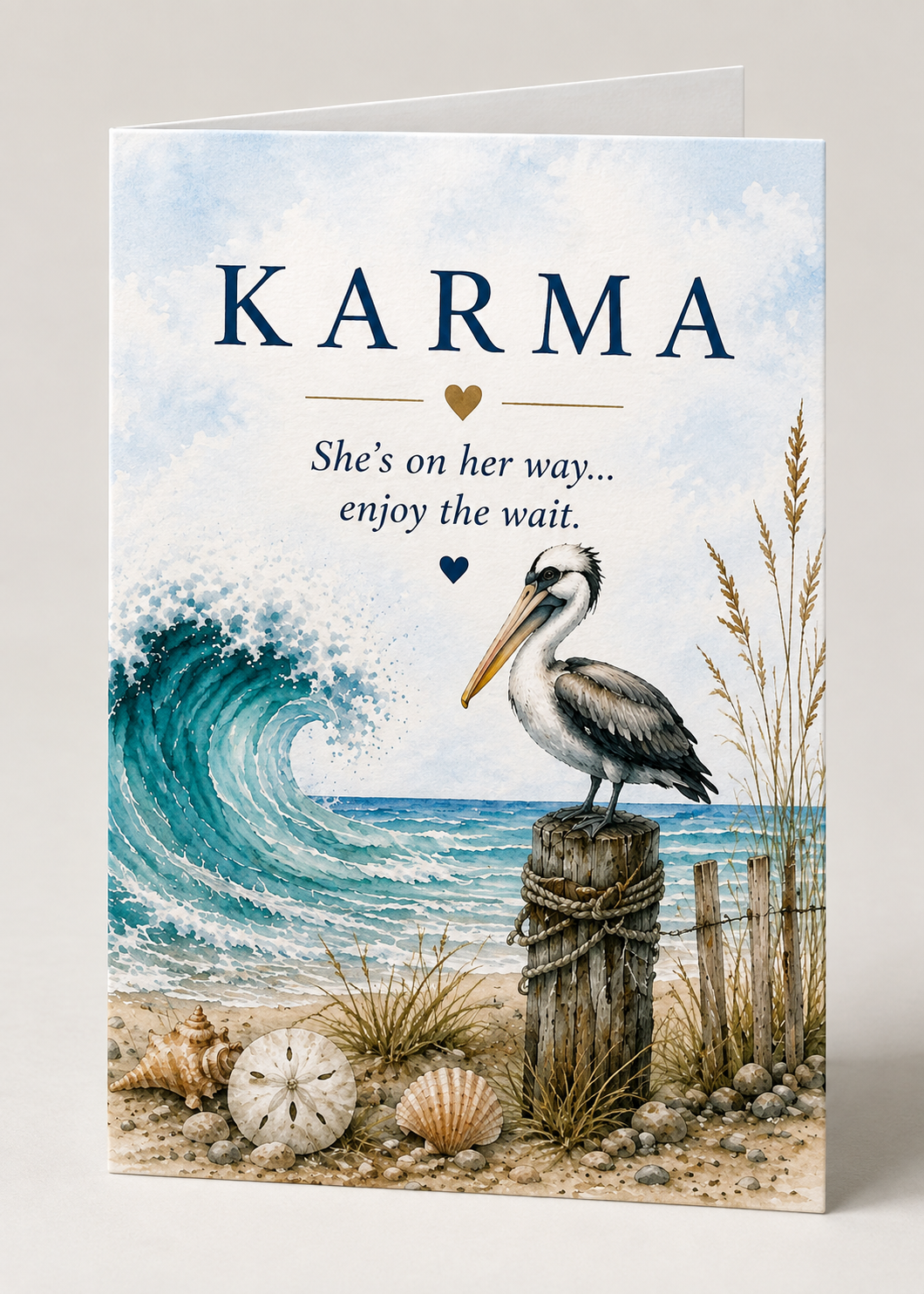Karma Is Coming – Funny Coastal Karma Greeting Card | Beach Humor Card