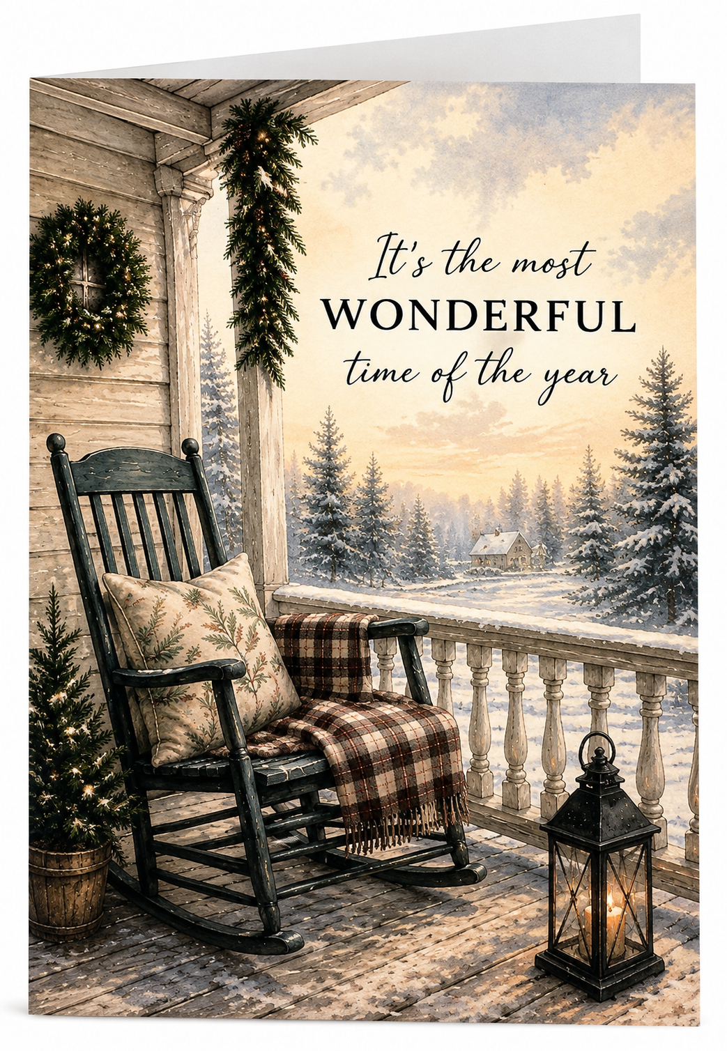 It’s the Most Wonderful Time of the Year – Cozy Rustic Christmas Greeting Card