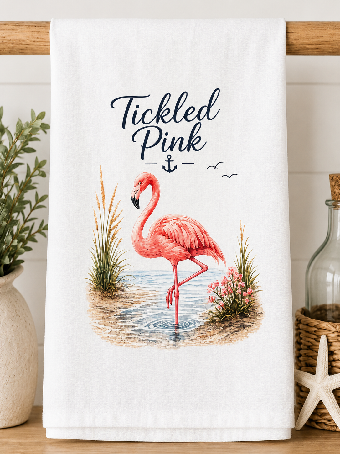 Tickled Pink Flamingo Kitchen Towel