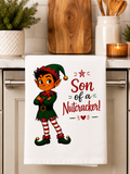 Son of a Nutcracker! Christmas Tea Towel | Funny Elf Kitchen Towel | Holiday Kitchen Decor